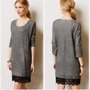 Anthropologie Dolan "Fiona" Grey Crochet Lace Trim Sweatshirt Dress